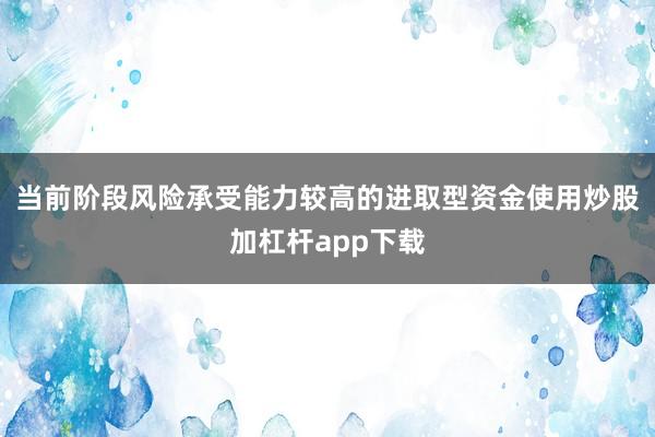 当前阶段风险承受能力较高的进取型资金使用炒股加杠杆app下载