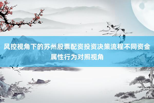 风控视角下的苏州股票配资投资决策流程不同资金属性行为对照视角