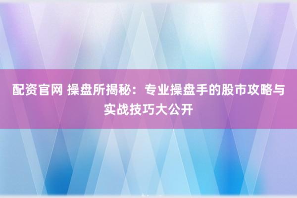 配资官网 操盘所揭秘：专业操盘手的股市攻略与实战技巧大公开