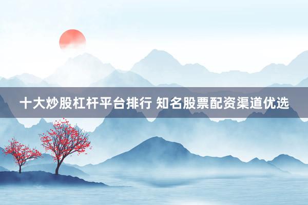 十大炒股杠杆平台排行 知名股票配资渠道优选