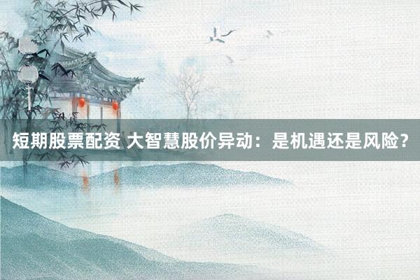 短期股票配资 大智慧股价异动：是机遇还是风险？